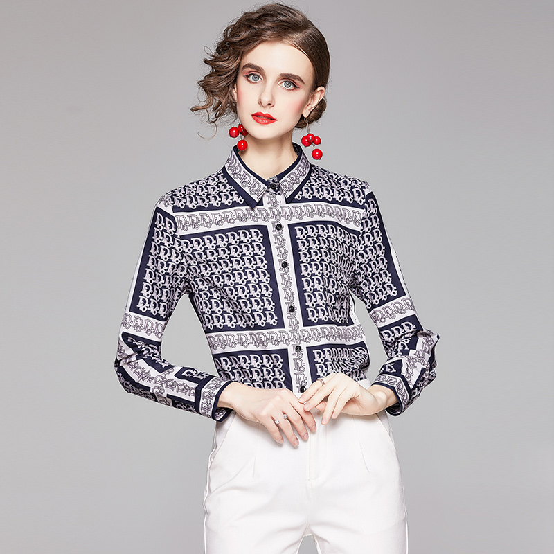

Quality Fashion Spring Women's Shirts Plus Size Lapel Neck Button Shirt Long Sleeve Autumn Winter Elegant Slim Office Ladies Designer Blouse, White