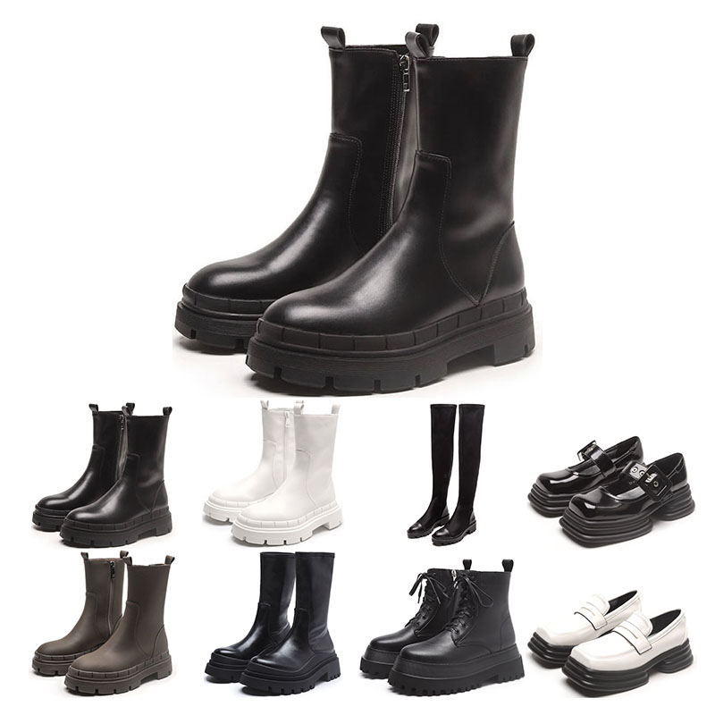 

Martin boots Chelsea womens black white Pistachio Frost Plaid high low platform Ankle Half Boot round toes fashion, 10