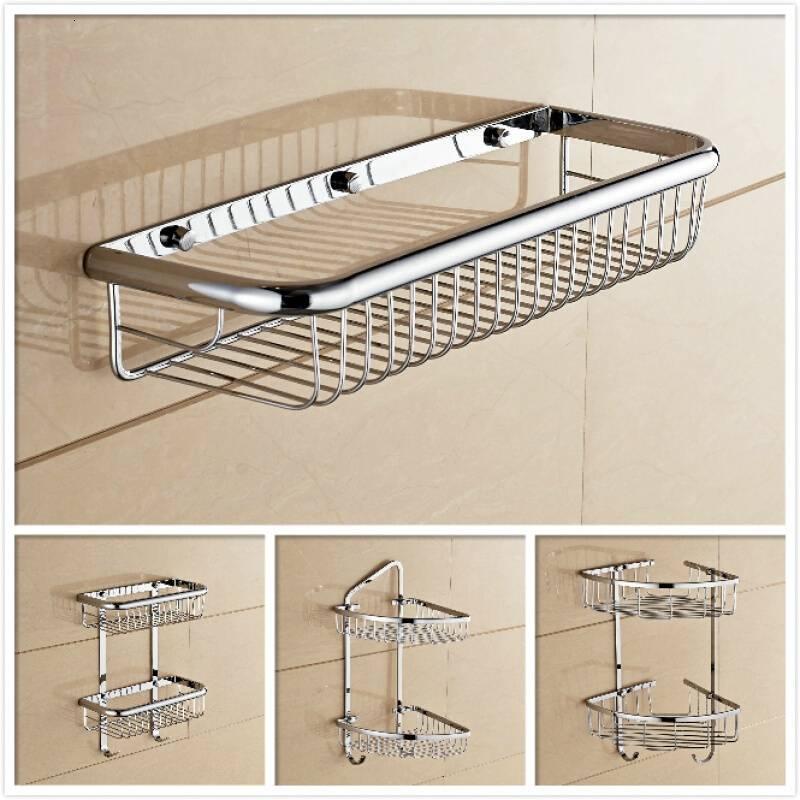 

2021 Wall Mounted Chrome Bathroom Soap Dish Brass Shower Shelf New Arrivals Bath Shampoo Basket Holder Building Material V3cp