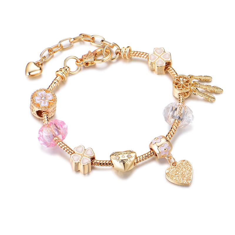 

Link, Chain 2021 Love Heart Charm Bracelets & Bangles For Women Jewelry DIY Marano Beads Fine Bracelet Lover Wife Wedding, Black