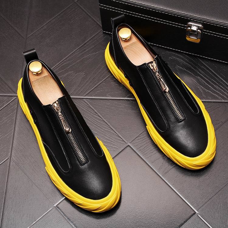 

dress shoes erfc sapato masculino de luxo, calado casual preto com zper bico redondo, tamanhos 38-43, para homens 6ag3, Black