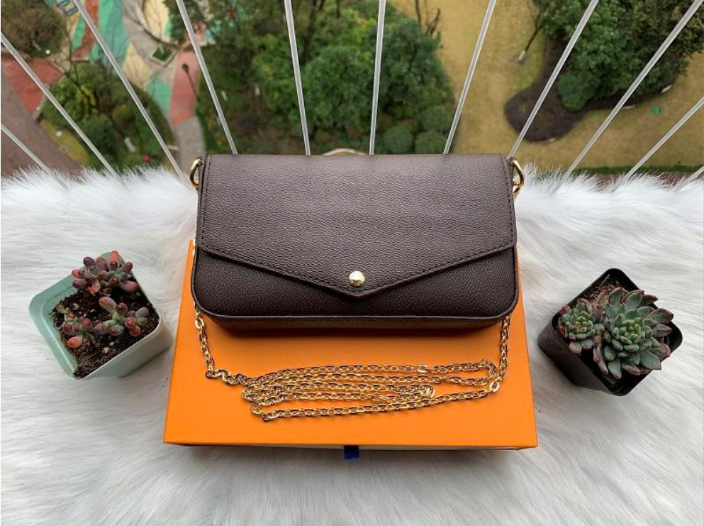 

Women Evening Bags genuine leather handbags shoulder crossbody bag card holder Wallet 3 pcs purse set, Brown flower