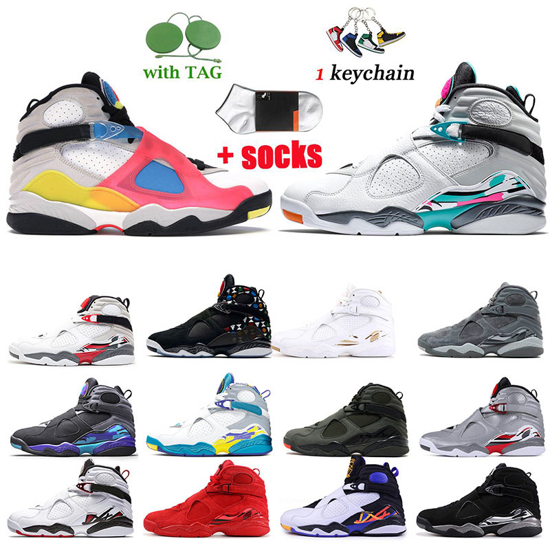 

Top Quality Sports Trainers Jodan 8 8s Mens Basketball Shoes South Beach Quai 54 Three Peat Valentines day White Aqua Black Countdown Pack ALTERNATE Bred Sneakers, #2 se white multicolor 40-47