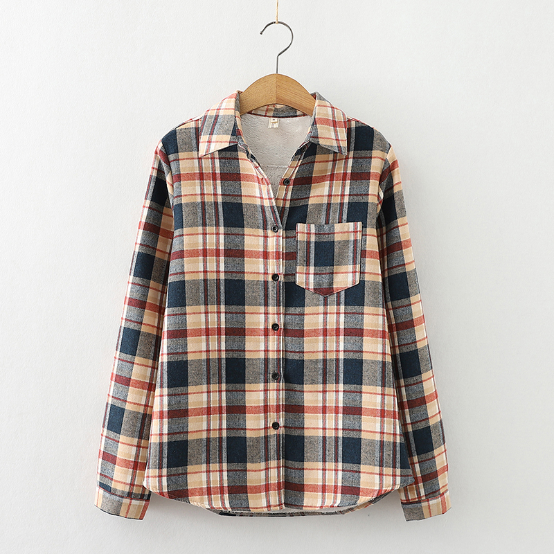 

2021 New Winter Plaid Shirts Womens Blouses Thick Veet Long Sleeve Checked Female Clothes Outwear Lady Tops Shirt Coat K1vq, Pink