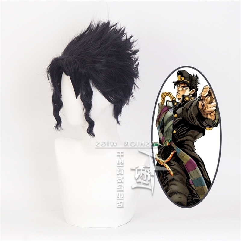 

wonderful Thousand adventure JOJO's Part 3 empty strip chengtaro cos wig blue black, Ombre color
