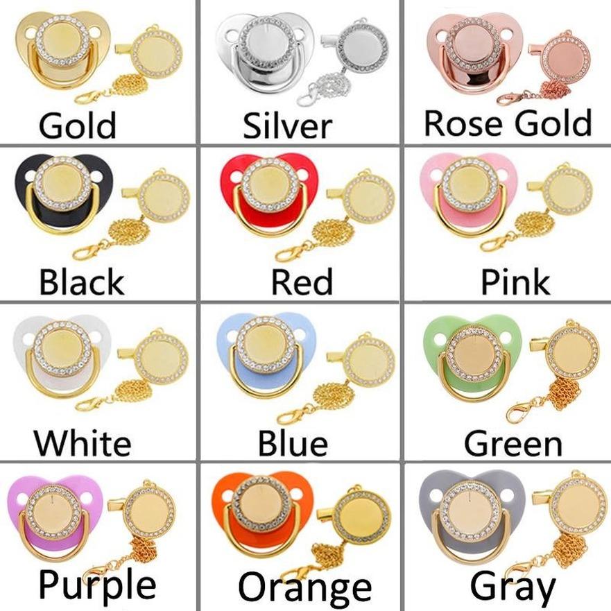 

DHL Favor Luxury Baby Pacifier Sublimation Silicone Pacifiers Kid Clip Holder Chain Feeder with Broken Diamond gifts