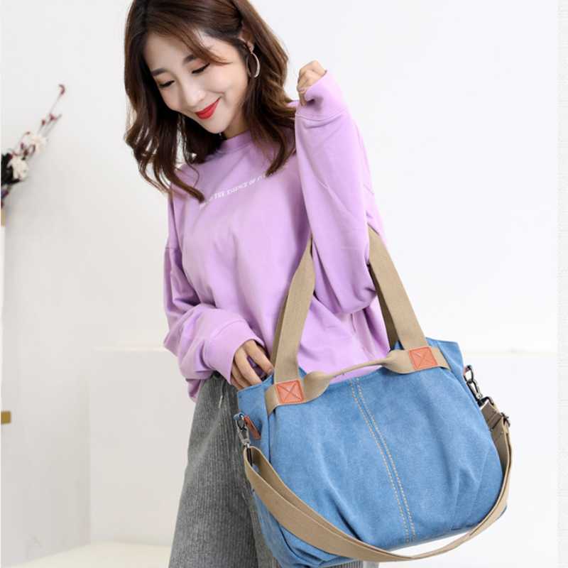 

Runway designer Retro trendy Canvas travel Handbag new luxury women's bag large capacity ladies fashion simple shoulder bag, White