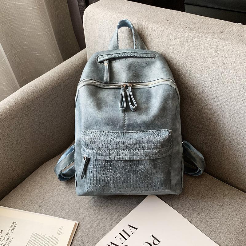 

New women's bag fashionable retro soft surface Pu geometry Bag Backpack, Black