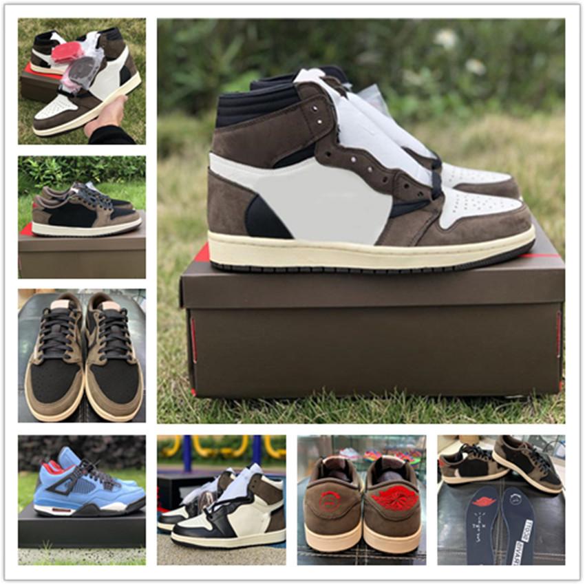 

2021 Top Quality 1 High OG Travis Scotts Cactus Shoes Jack Suede Dark Mocha 3M Men Women 1s Low Sneakers With Box