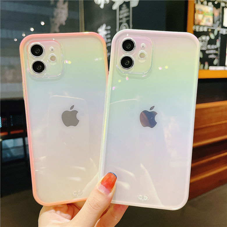 

Rainbow Color Clear Case for iPhone 12 11 Pro Max XR XS 7 8 Plus Full Protective Soft Bumper Gradient Transparent Cover Shockproof