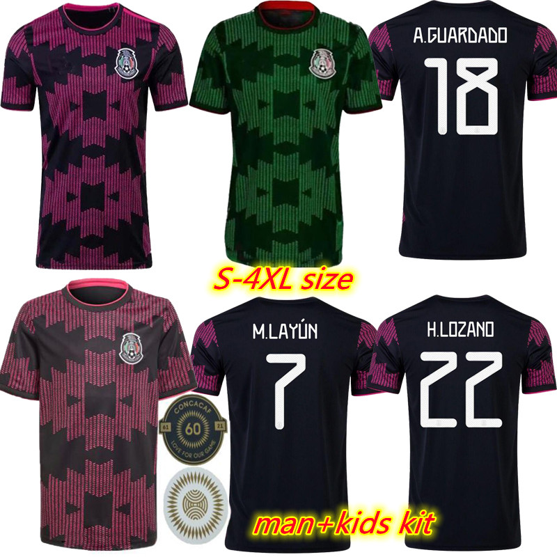 

S-4XL 2021 Mexico soccer jerseys home and away CONCACAF Gold Cup Camisetas CHICHARITO LOZANO DOS SANTOS 2022 GUARDADO GOALKEEPER football shirts Men Kids kit