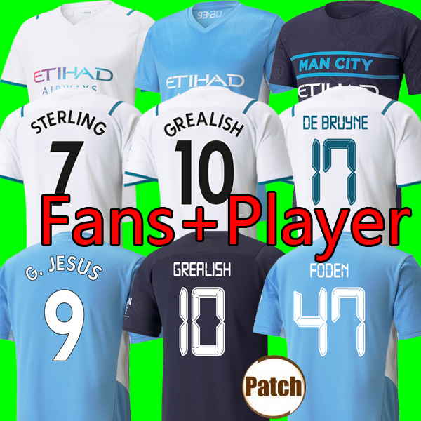 

21 22 Manchester City soccer jersey GREALISH G. JESUS STERLING RÚBEN Kits DE BRUYNE foden 2021 2022 Away third Top football shirt MAN uniform men + kids kit sets uniforms 10