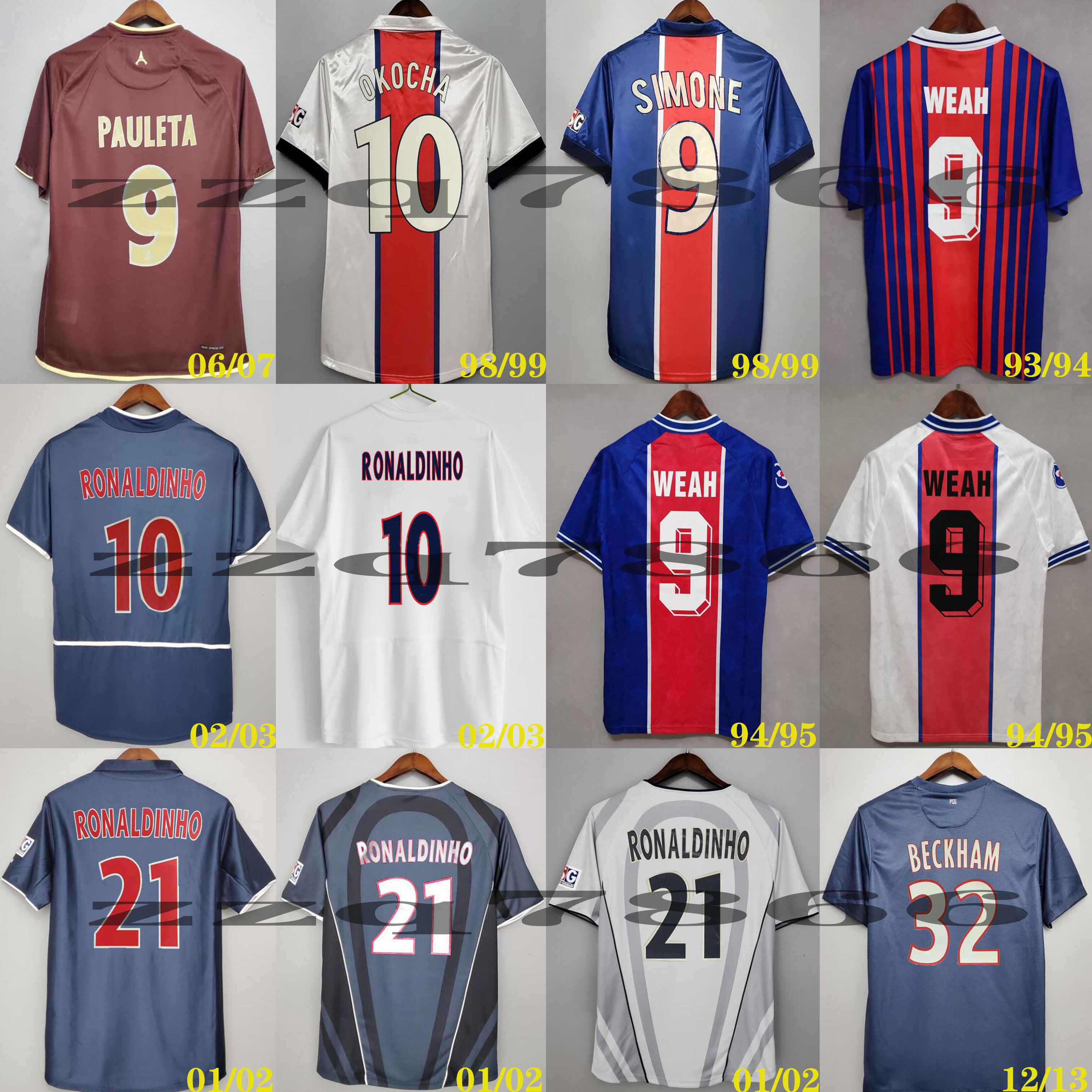 

01 02 03 Retro RONALDINHO SOCCER JERSEY OKOCHA LEROY Beckham 93 94 95 96 98 99 00 90 92 06 07 RAI WEAH ANELKA Ibrahimovic classic uniforms, Gold