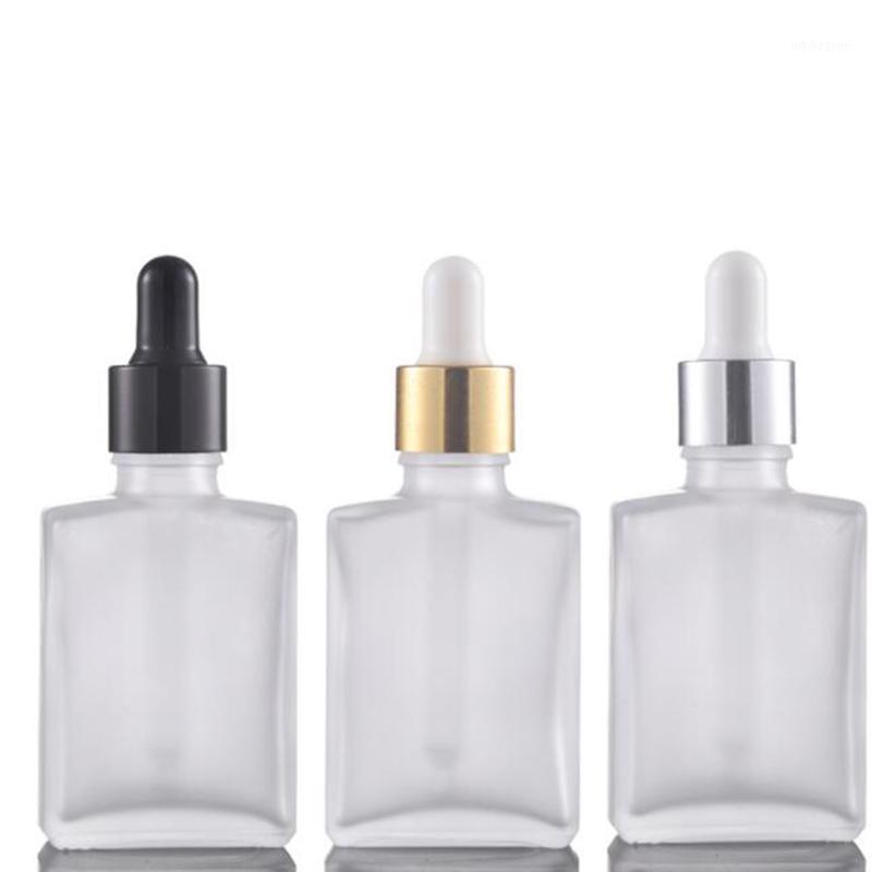 

Storage Bottles & Jars Wholesale 30ml Frosted Clear Black Square Rectangle Empty Glass With Childproof Cap For E Liquid Essential Oil