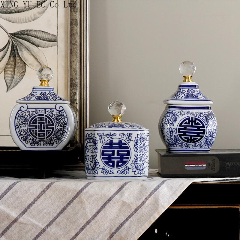 

Ceramic Blue and White Porcelain Storage Ornaments Flower Arrangement Small Decoration Home Living Room Decoration Accessories