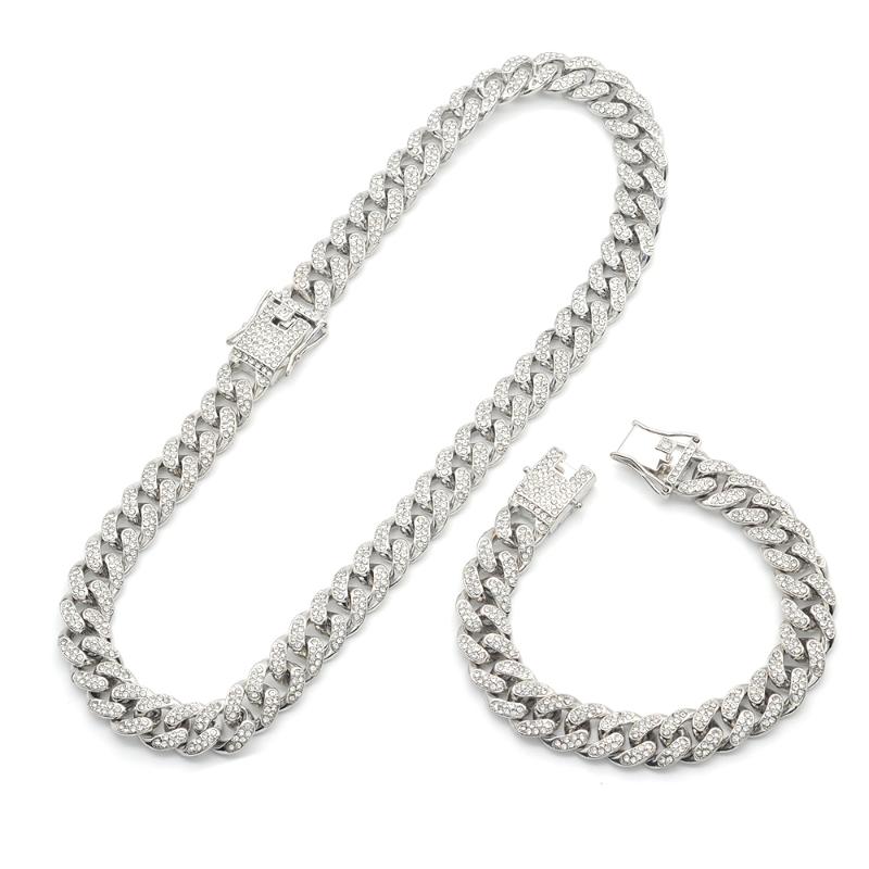 

Chains 20pcs/lot Hip Hop Miami Cuban 45cm Chain NecklaceTrendy Fashion Rapper Jewelry Iced Out Necklaces Dropshiping, Silver