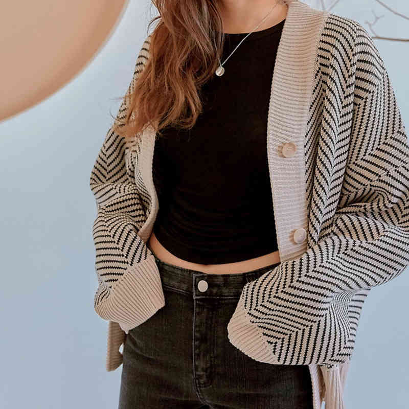 

women's jackets reinforced cardigan plus size with buttons, front striped autumn and winter women bjj2, Black;brown
