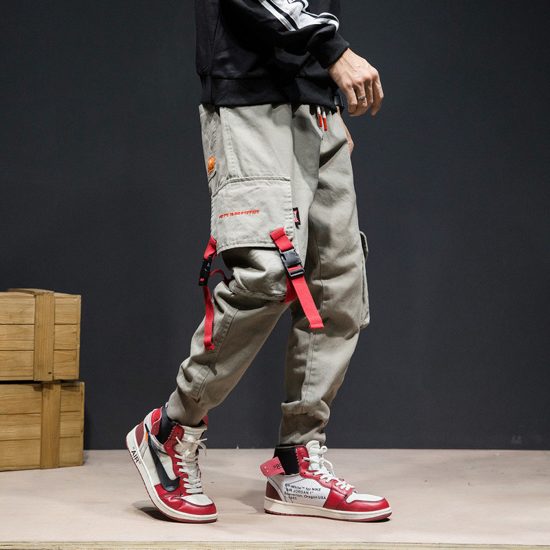 

2021 New Hip Streetwear Men's Joggers Ankle-length Pants Cotton Trousers Elastic Waist Pant Men Ha027 Psfc, Black
