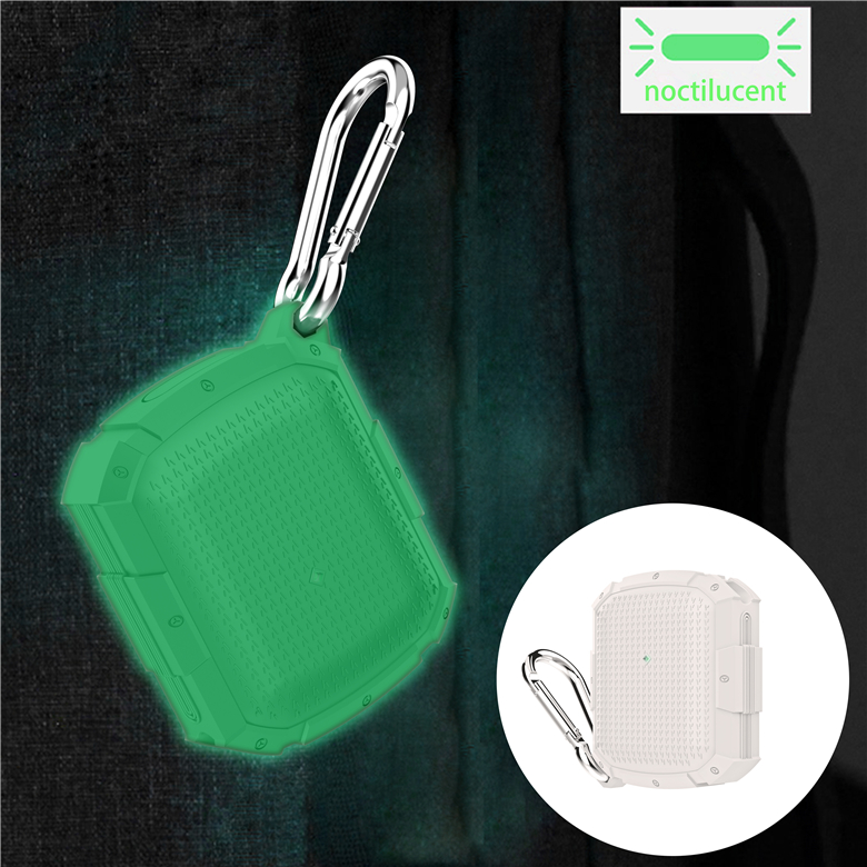 

Noctilucent Hybrid Rugged Storage Case for TWS Airpods 2 Pro Wireless Headset Outdoor Sports Luminous Armor Protective Shell with Keyring Hook