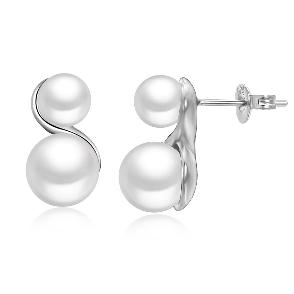 

Yoursfs Silver Figure 8 Pearl Stud Earrings Fashion Jewelry 18K Gold Plated Woman Christmas Gift