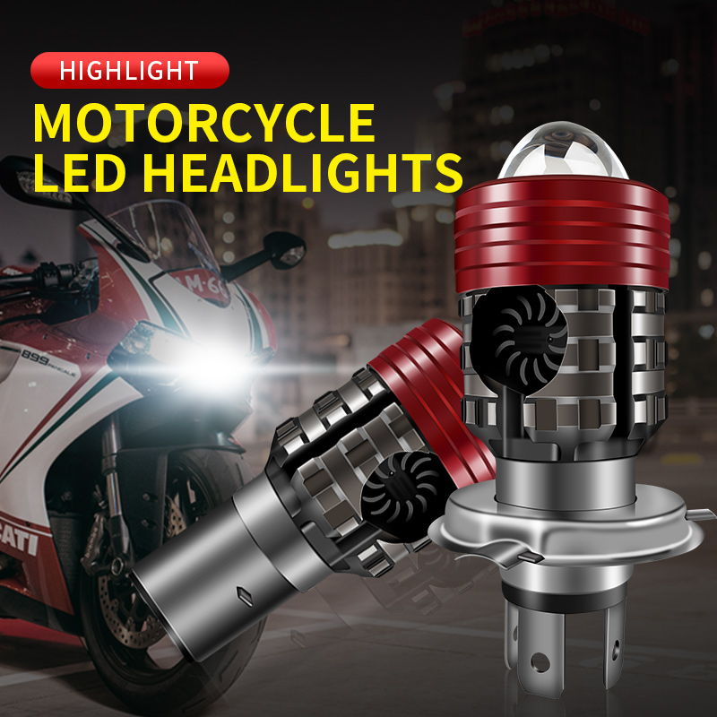 

Motorcycle Headlights H4 BA20D Highlight LED Fog Lights High/Low Beam Motorbike 2 Colors Laser Projector Lens Headlamp 12V-24V