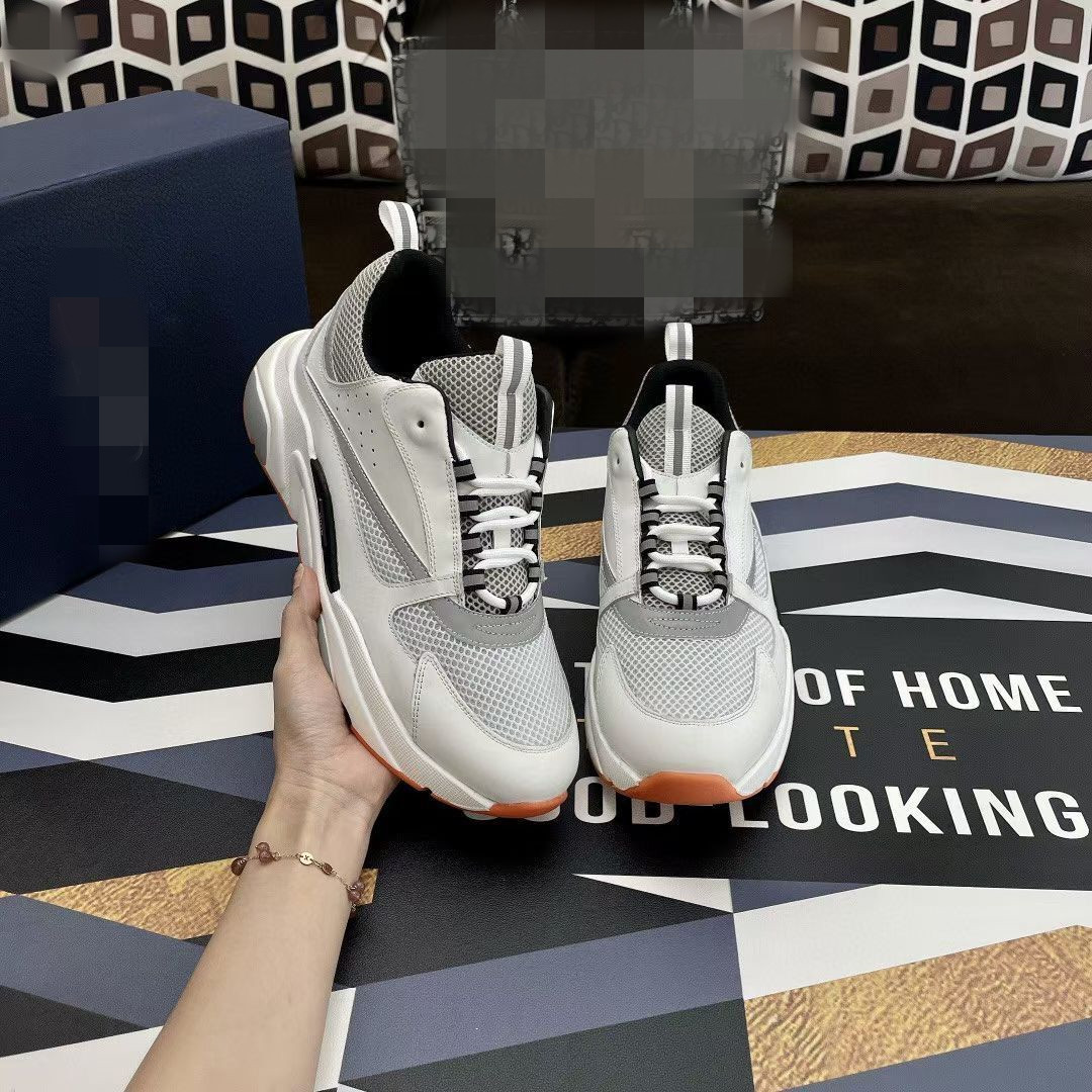 

2022 designer B22 shoes White Leather Calfskin shoe Top Technical Knit Women Platform Sneakers Blue Grey designers Sneaker kmj0006