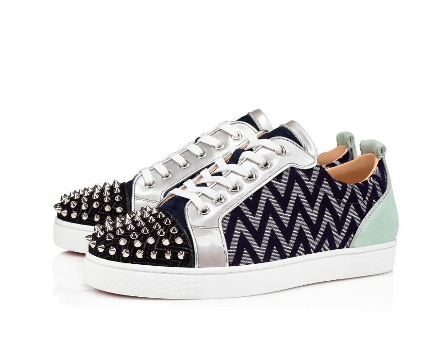 

High Tops Spikes Orlato Men Red Bottom Sneakers Shoes Calfskin leathers Trainers Luxury Designer Studded Casual Leisure Flats eu35-47, Black