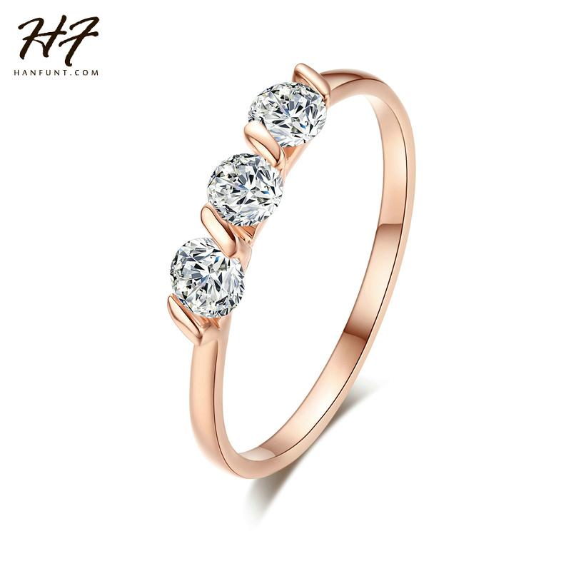 

Cluster Rings Rose Gold Color 3 Pieces Cubic Zirconia Forever Wedding Anel Ladies Jewelry Bijoux Wholesale R067 R068, Golden;silver