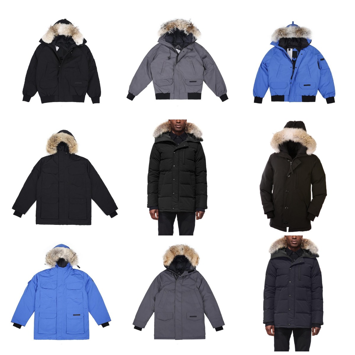

(Free EU VAT) Winter Men Down Jackets Thicken Wolf Fur Fluffy hoodie hoodies Zippers Coat Manteau Outdoor Clssic Good Quality Male Windproof, Black