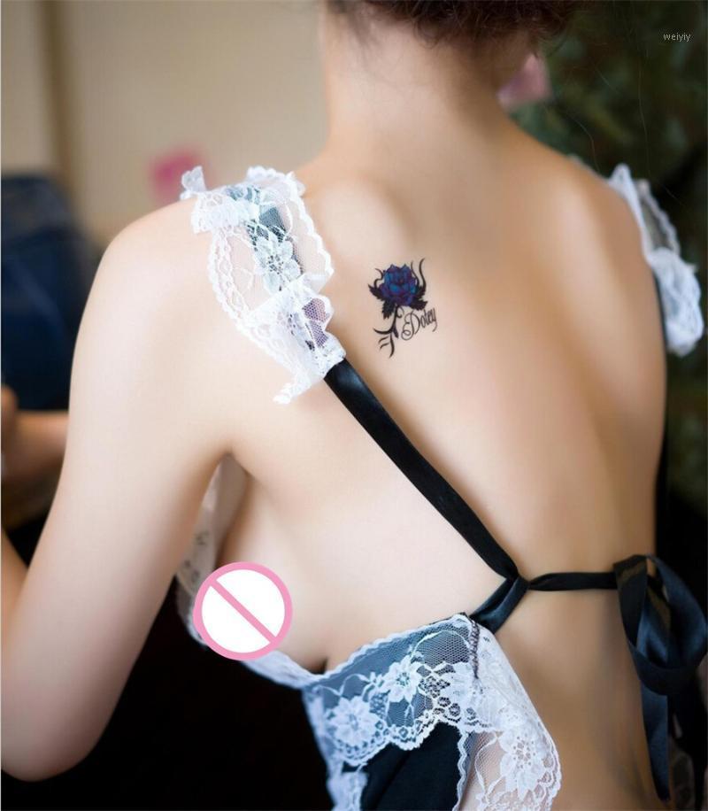

Bras Sets Sexy Sheer Lace Bow Front French Maid Costumes Bedroom Lingerie Uniforms Women Nightwear Pajapmas Cospaly Set, Without stockings