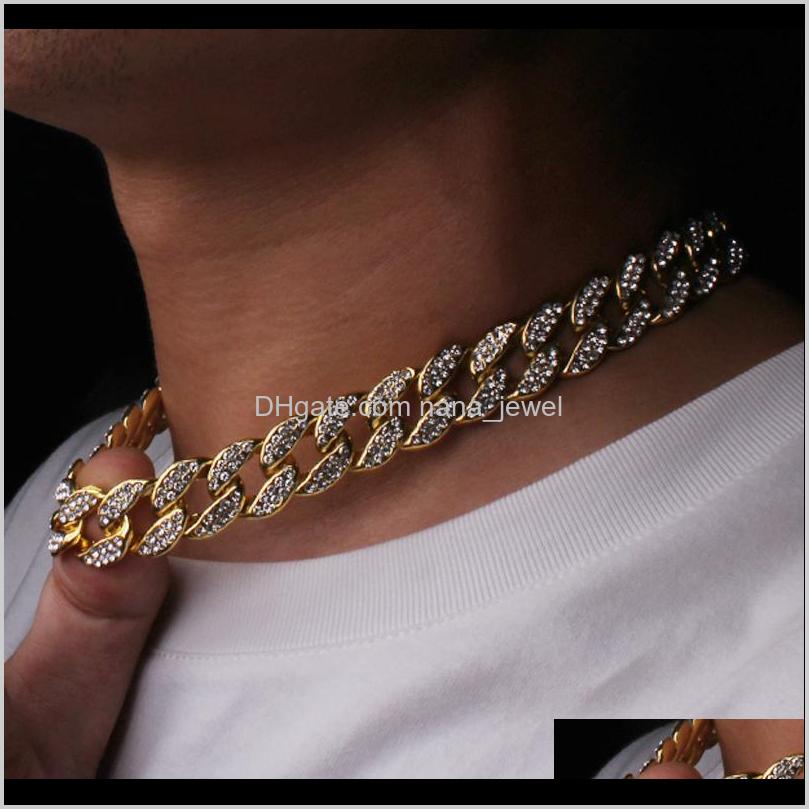 

Hip Hop Bling Fashion Chains Jewelry Mens Gold Silver Miami Cuban Link Chain Necklaces Diamond Iced Out Chian Necklaces Istlx Diusz