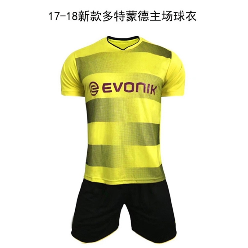 Football team uniform 17-18 new Dortmund Home Jersey T-shirt training men's adult short sleeve suit-image-703022419