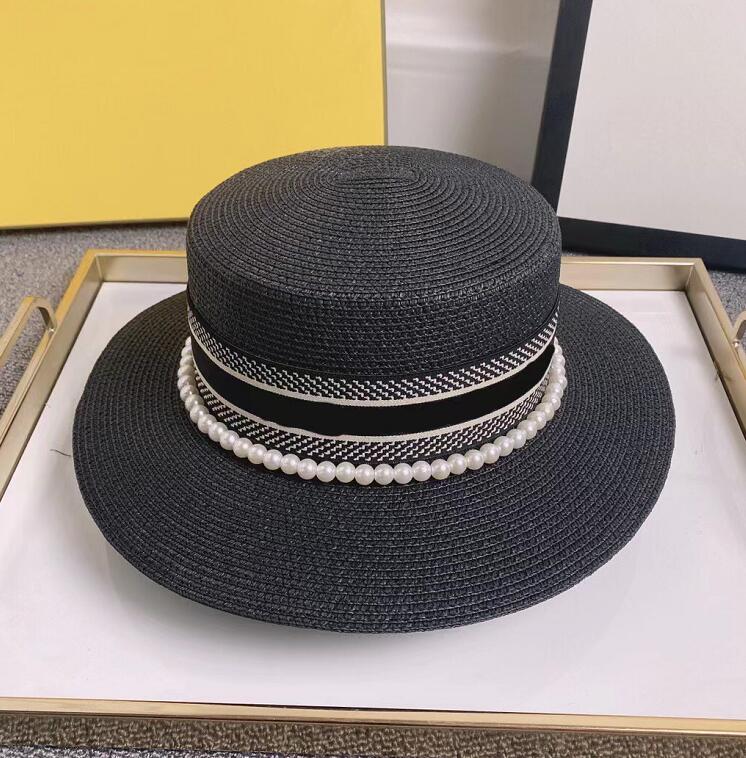 

Women Fashion Handmade Straw Wide Brim Hats Designer Sun Hat Beach Summer Large Raffia Panama High Quality Flat Cap Travel Big Straw Cap, #1