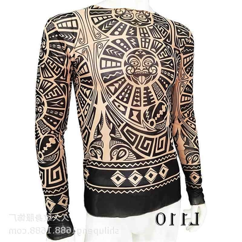 

new totem print 2021 large European size tattoo clothes Long Sleeve Tattoo T-shirt