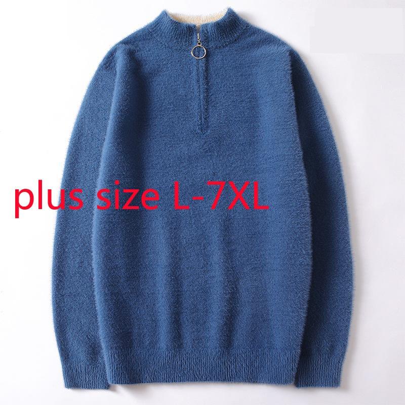 

New Arrival Autumn Winter New Young Men Half Open Collar Casual Computer Knitted Pullovers Sweater Plus Size -4XL 5XL 6XL 7XL
