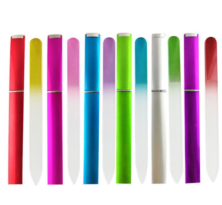 

2021 Multi Durable Crystal Glass Nail File with a HARD CASE 150*20*3mm 9 Colors for choices FREE