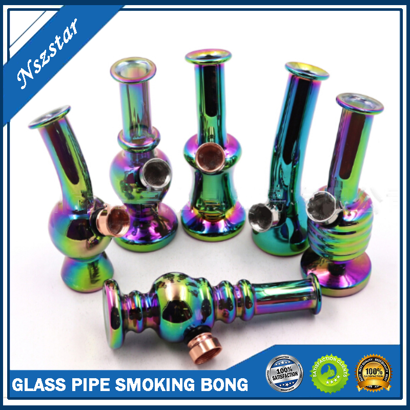 

Mini Glass Bong Recycler Dab Rig Water Bongs Glass Rainbow Color Smoking Hand Water Pipes 4.9 Inches Bong Recycler DHL