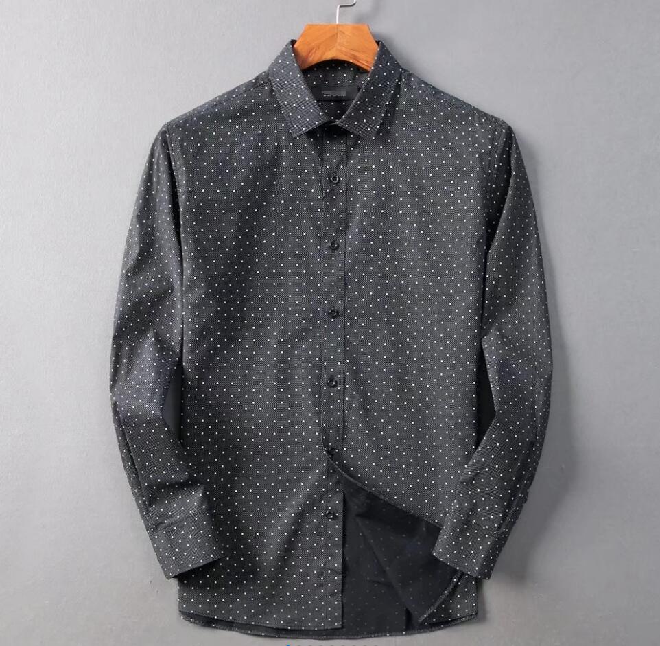 

uropean-style new station spring and autumn men's shirt version of slim shirt, youth business leisure long sleeves fashion business dres #16, White;black