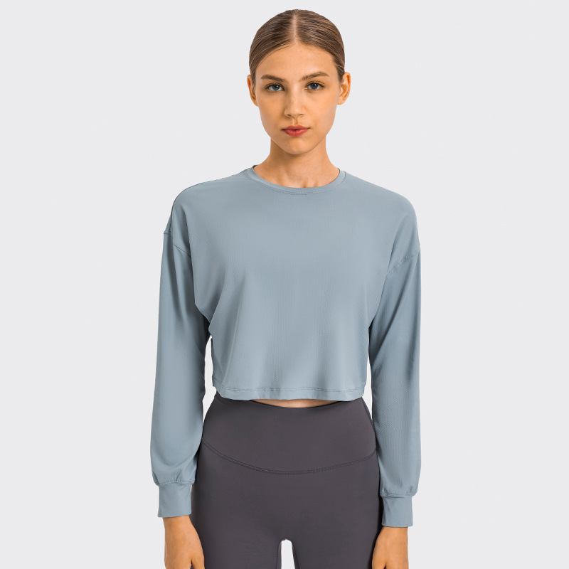 

L124 Cropped Hoodie Relaxed Fit Sweatshirts Yoga Tops Breathable Workout Tee Quick-Drying Sports Coat Jacket Casual Long Sleeve Shirts Running Fitness Wear, Honey pink