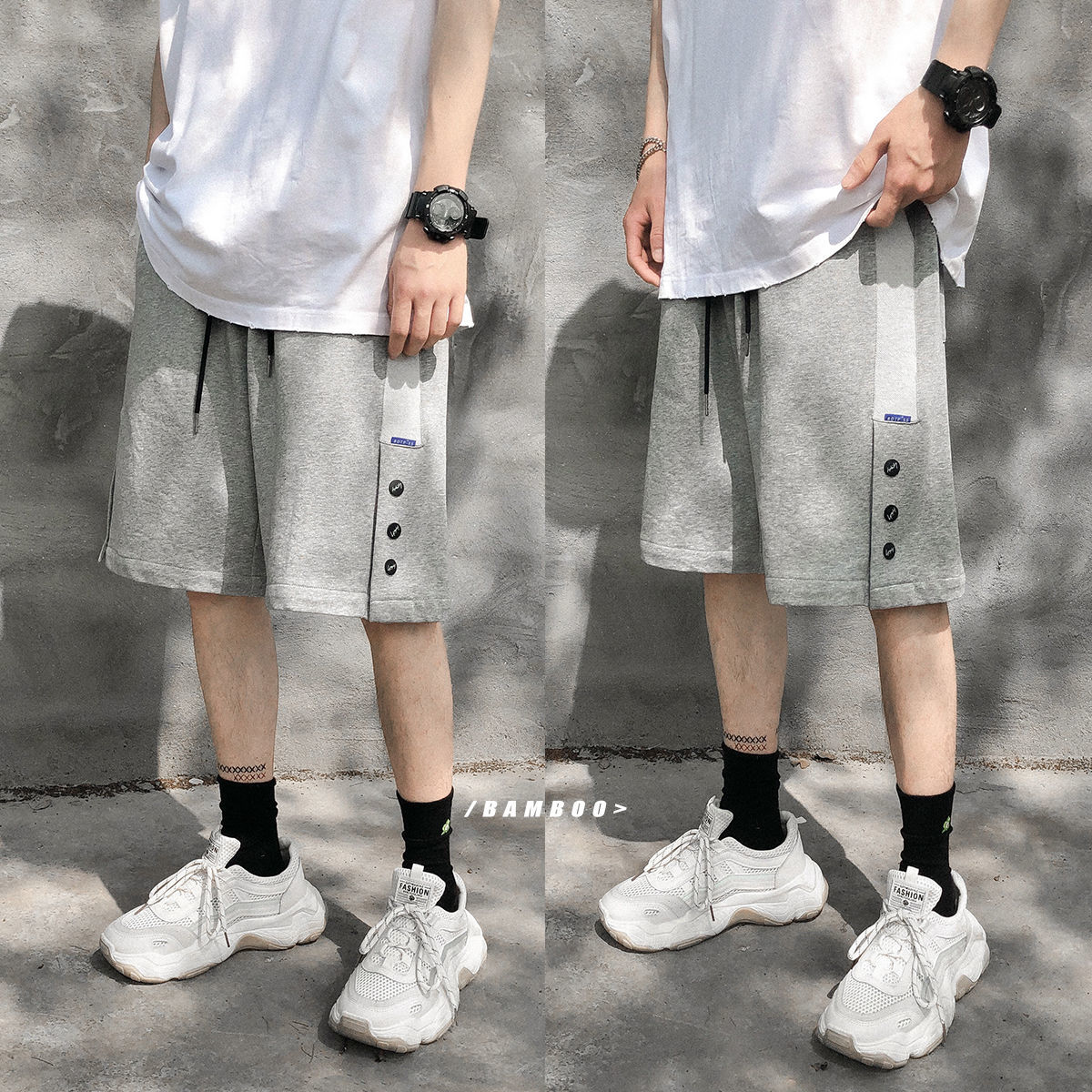 

2021 New Summer Men's Fashion Sports Harem Casual Male Cotton Gym Multi-pocket Bodybuilding Beach Shorts Size M-2xl 9oqv, Black