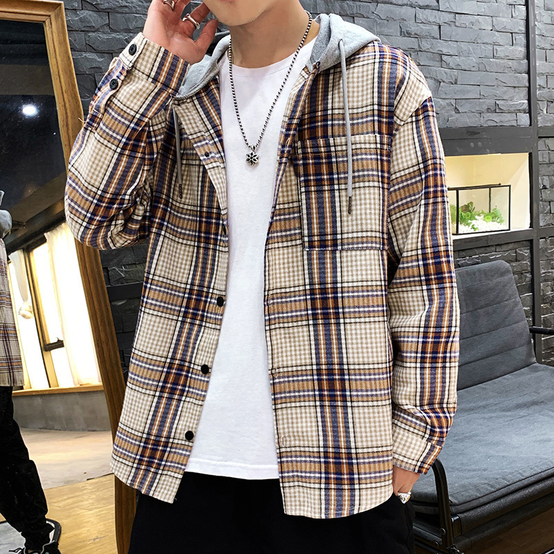 

New Japan Style Casual Cardigan 2021 Spring Autumn Rock Punk Plaid Hoodie Sweatshirt Men's Fleece Hip Hop Streetwear Clothes Tr4q, C525 a