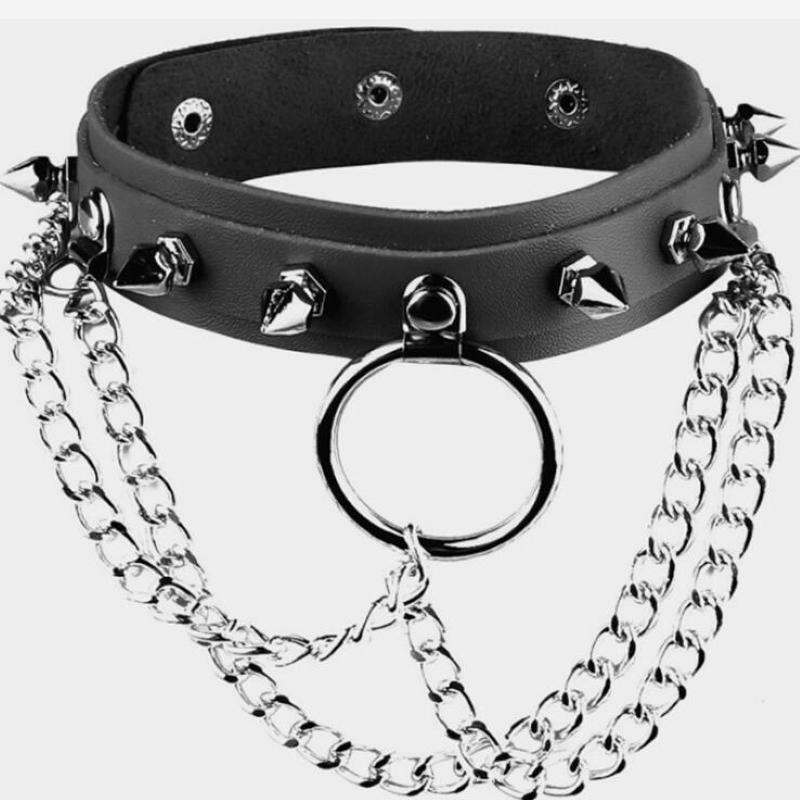 

Chokers Harajuku Gothic Sexy Multilayer Chain Spike Rivet Choker Necklace For Women Girl 2021 Vintage Punk Leather