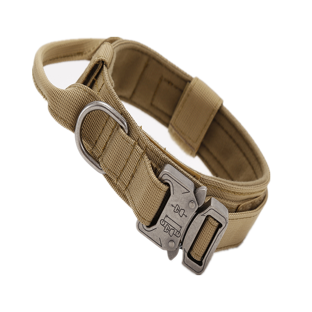 

Durable Tactical Dog Collar Adjustable Nylon Pet Collars with Heavy Metal Buckle Handle Outdoor Pets Supplies For Medium Large Dogs German Training Shepherd
