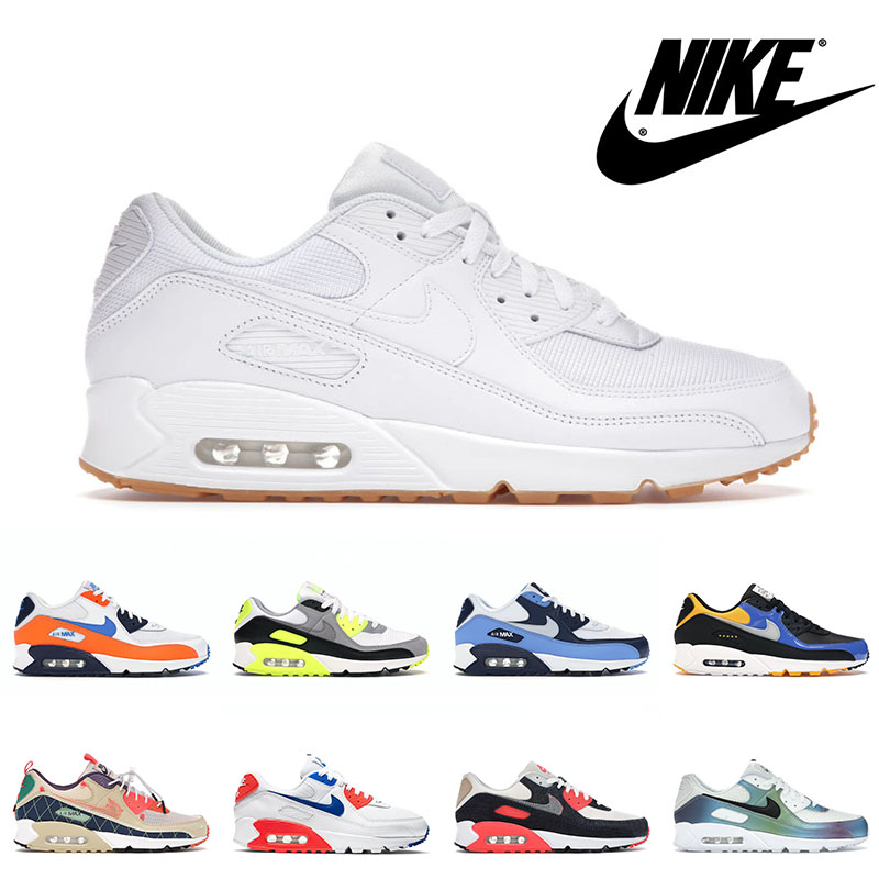 

NIK Air Max 90 White Gum 2021 Arrival Running Shoes UNC Laser Orange Moss Green Mens Women SIZE 12 Airmax 90s Outdoor Sneakers, C50 viotech 36-46