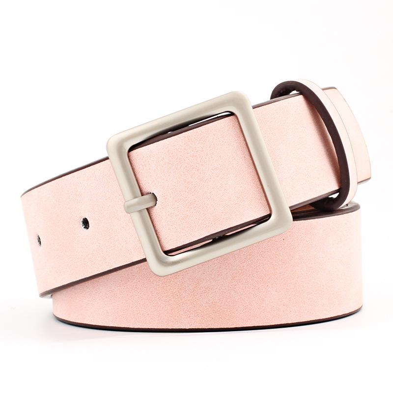 

Belts Suede Belt For Women Pink Color Wide Black Brown Red White Leather Dress Jeans Square Ladies Female Waist 2021 Kpop Waistband