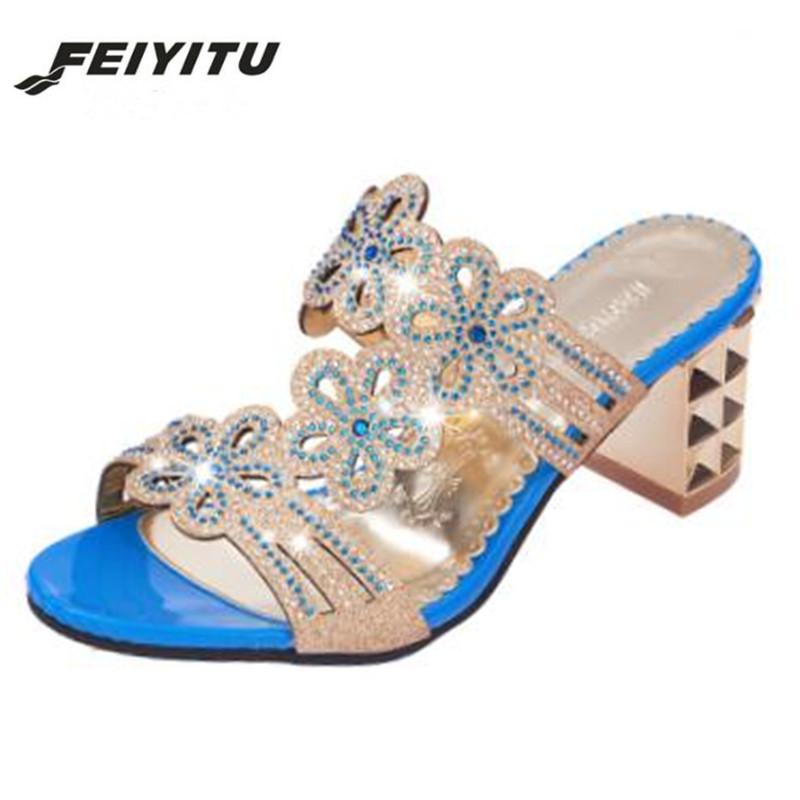 

Slippers FeiYiTu Women Bling Platform Crystal Summer High Heels Casual Flip Flops Slip On Shoes Woman Fashion, Black