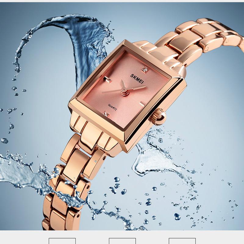 

Wristwatches SKMEI Top Luxury Quartz Watches Women Casual Dress Girls Rhinestones Rose Gold Silver Ladies Watch