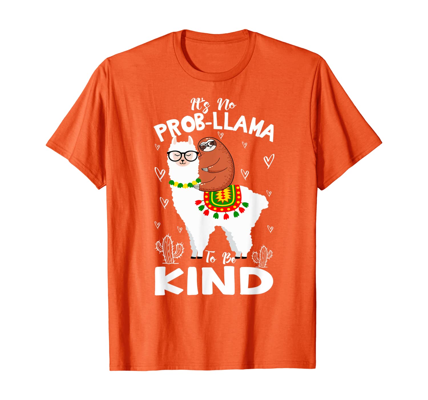 

It's No Prob-Llama To Be Kind Funny sloth riding LLama Gifts T-Shirt, White;black