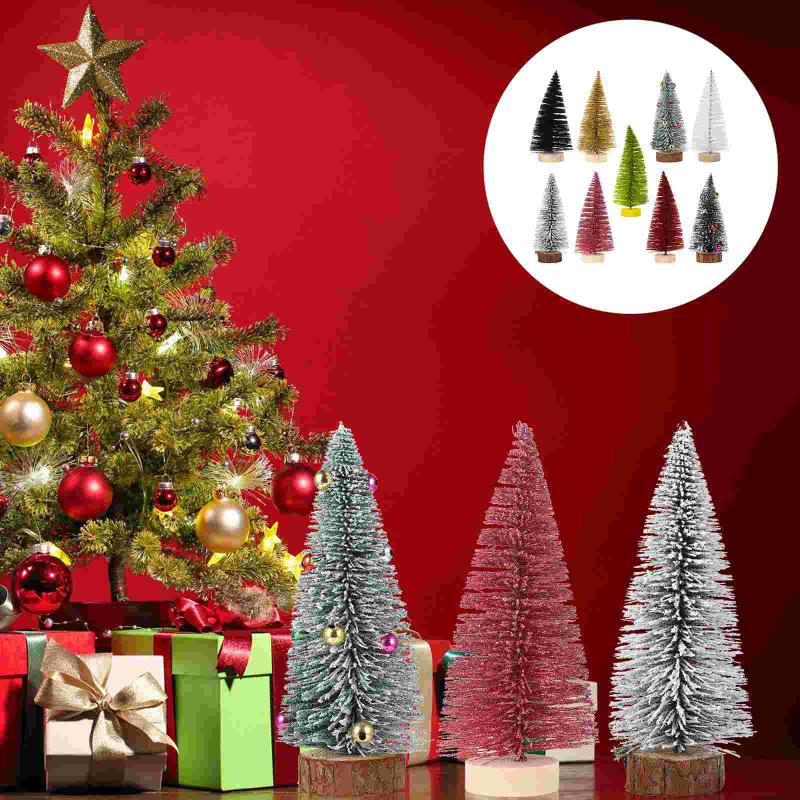 

Christmas Decorations 9Pcs Mini Xmas Tree Ornament Tabletop Decoration Scene Layout