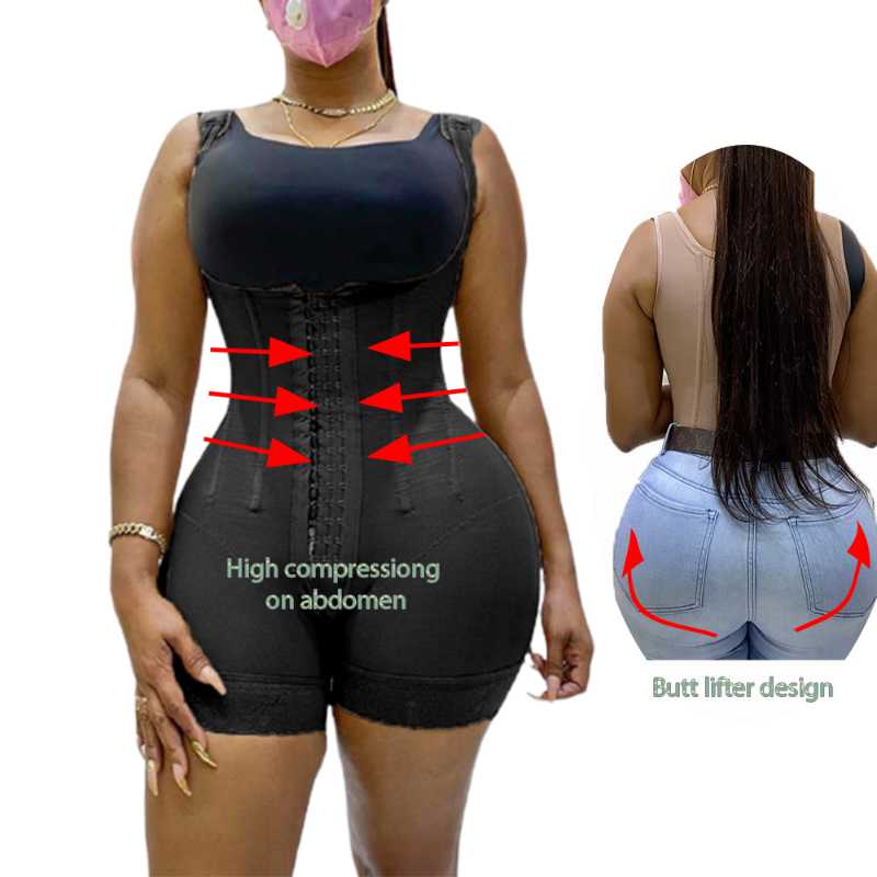 

Women' Shapers High Compression Abdomen Control Waist Trainer Open Bust Fajas Post Parto Skims Lingerie Bodysuit Sudation Levanta Gluteos M, Black